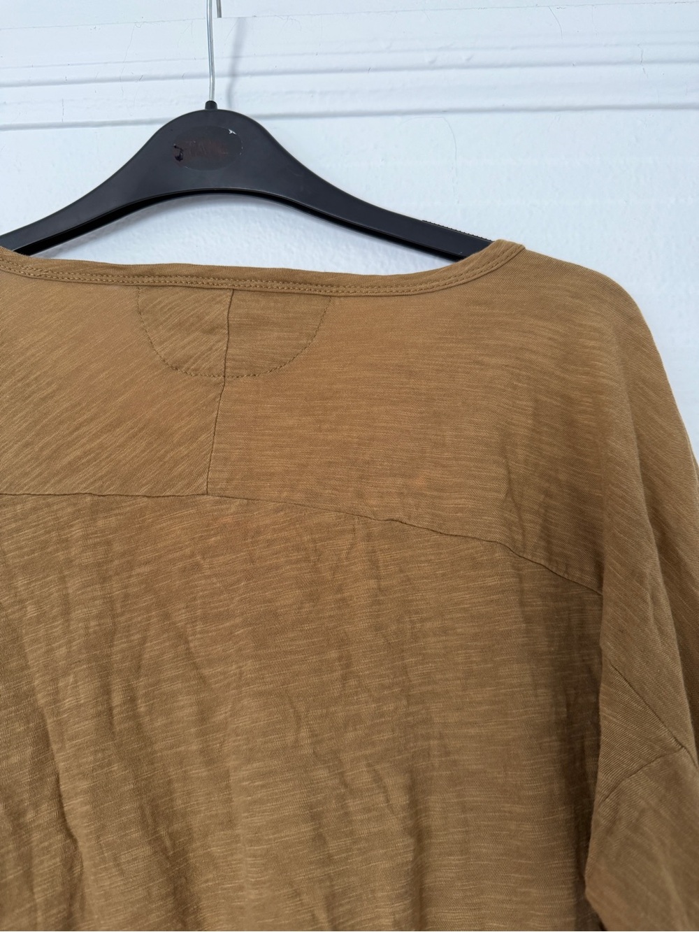Madewell Long-Sleeve Pocket crop Tee 100% cotton swingy tee Caramel gold Brown - Picture 4 of 5